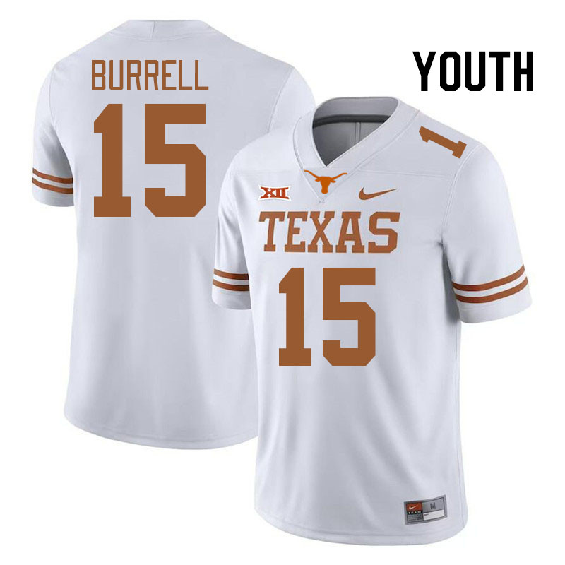 Youth #15 S'Maje Burrell Texas Longhorns College Football Jerseys Stitched Sale-Black